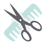 Icon of a comb and scissors