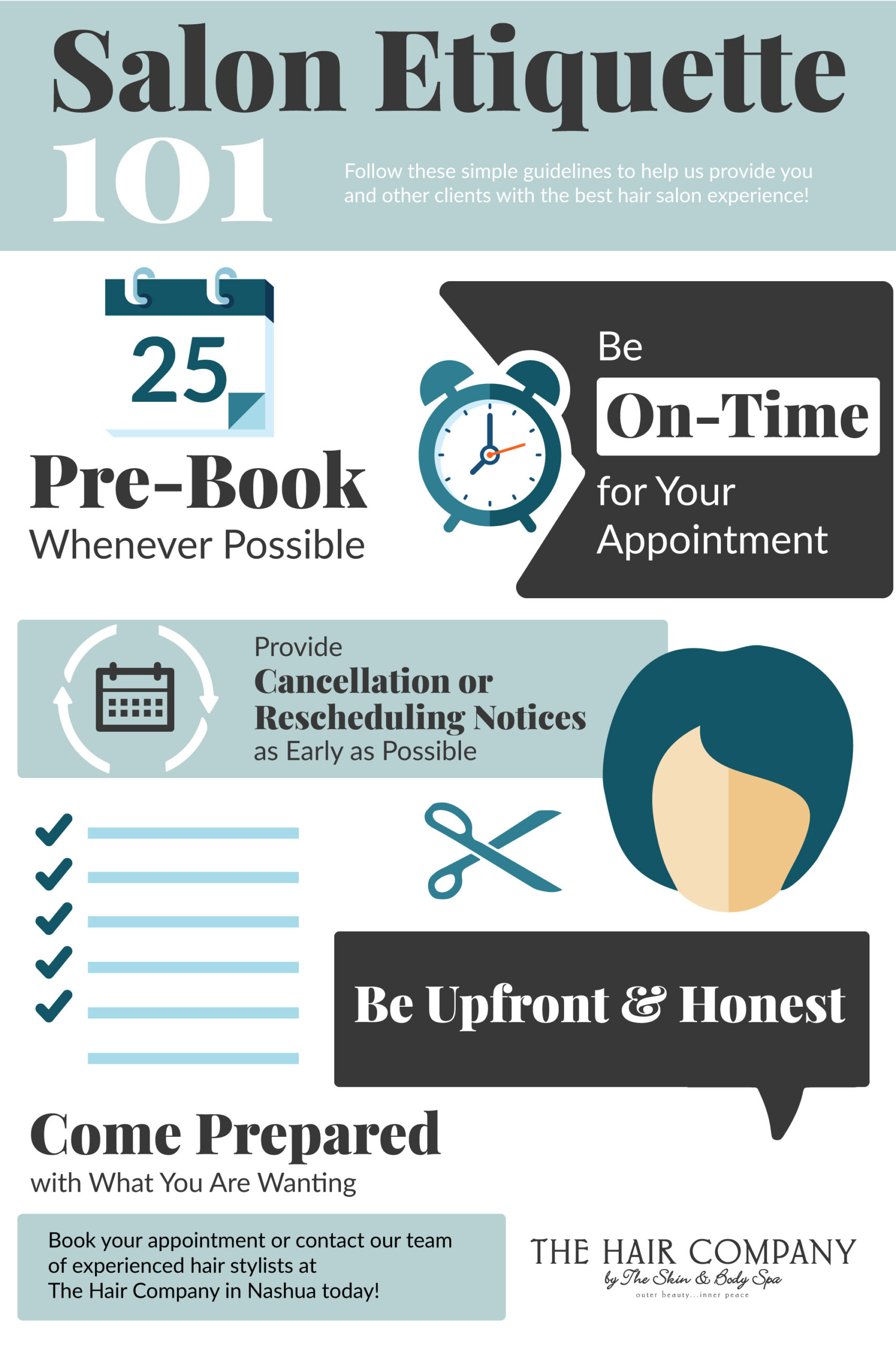 Infographic showing salon etiquette
