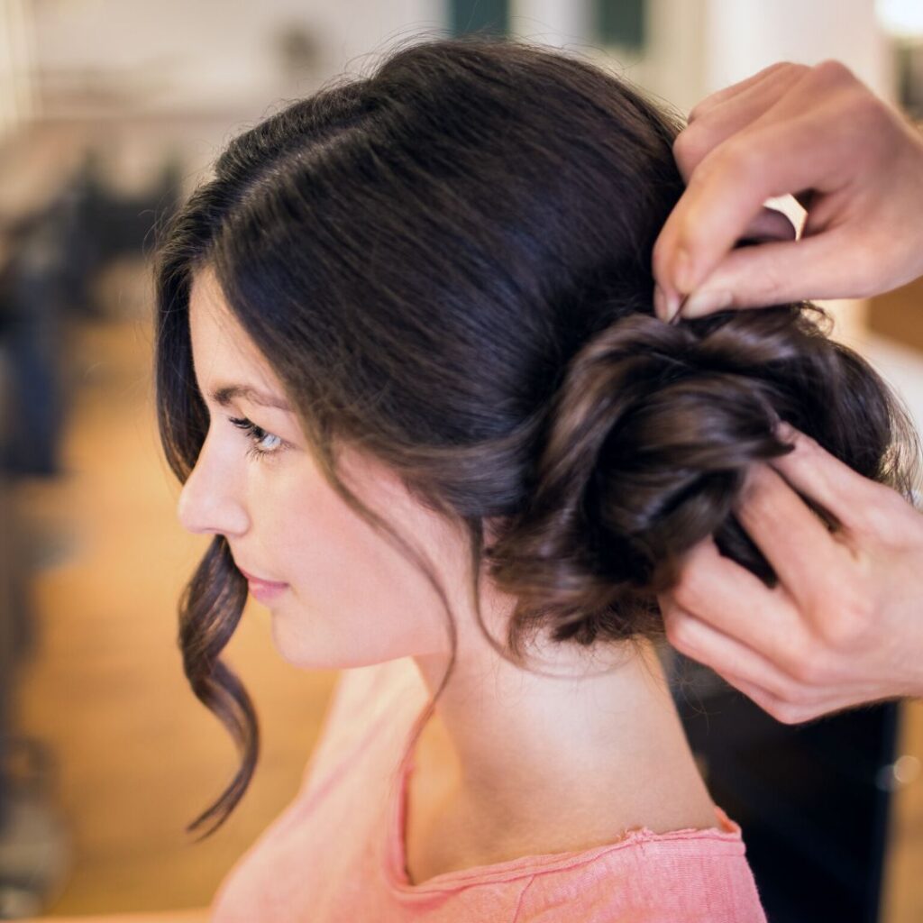 person getting updo